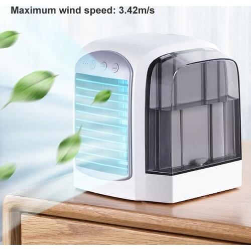Mini Water Air Cooler Fan USB Portable Conditioner Electric Fans With Night Light Adjustable Compact Super Quiet for Home FS25