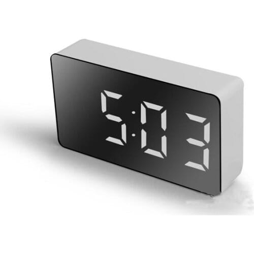 LED Multifunctional Mirror Clock Digital Alarm Snooze Display Time Night LCD Light Table Desktop USB No Battery Mini Home Decor