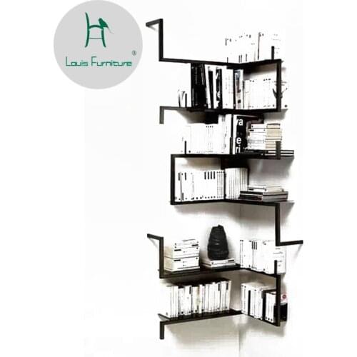 Louis Fashion Bookcase Iron Wall Shelf Hanging Creative Display Bedroom Background Decoration Industrial Wind