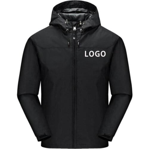 Custom Logo Men Jacket Waterproof Quick Dry Camping Clothes Outdoor Sports Zipper Hoodies Coats Male Windbreaker Jackets 5Xl
