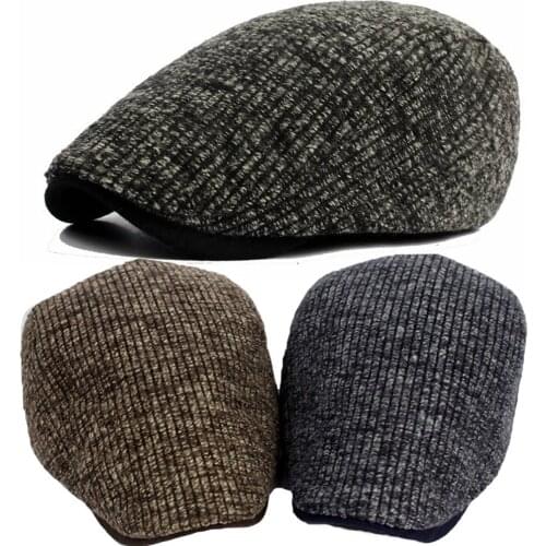 Men Women Knitted Cotton Stripe Winter Cabbie Ivy Hat Casquette Beret Peaked Cap HATCS0094