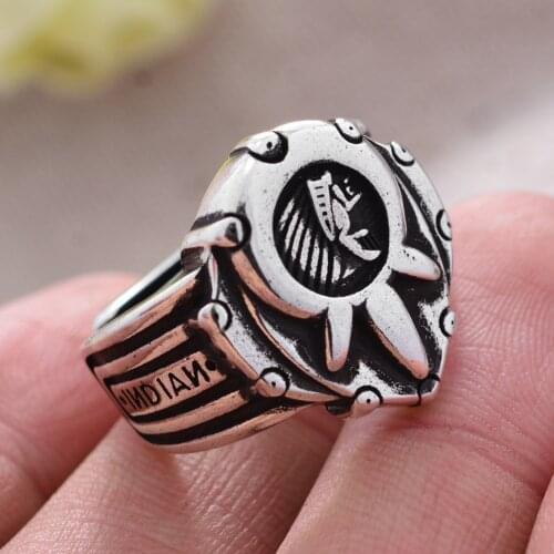 GCR6 925 Sterling Silver Original Indian Badge Design Men Ring Promotion Jewelry For Man Birthday Gift Never Fade