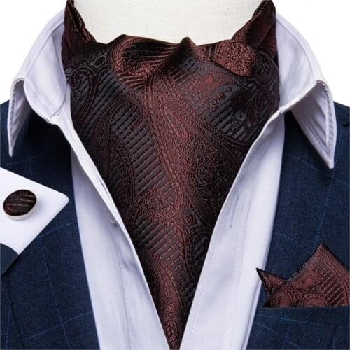 Luxury Mens Wedding Party Formal Tie Silk Bussines Gentleman Vintage British Style Cravat Tie Set Casual Red Ascot Scarf