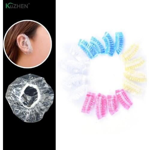 100 Pcs Hairdressing Earmuffs Disposable Salon Clear Ear Cover Ear Protection Hair Dye Protect Cap Hair Color Styling Tools