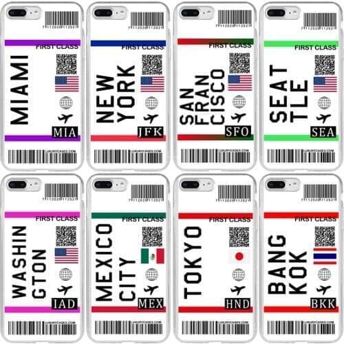 Travel Ticket Label Bankok London Rome Madrid Cover Case for Huawei P Smart Z Plus Y5 Y6 Y7 Y9S Pro Prime 2017 2018 2019