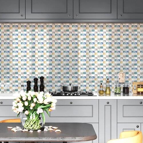 10Pcs 3D Thickened Self Adhesive Mosaic Wall Sticker Bathroom Kitchen Backsplash Tile Decal Home Living Room Decor Wallpaper