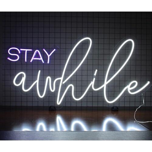 Custom Neon Name signs Stay a while Wall Art Business Home Bar Light Decorative Personalized Handmade Flex Led 3D Neon Light