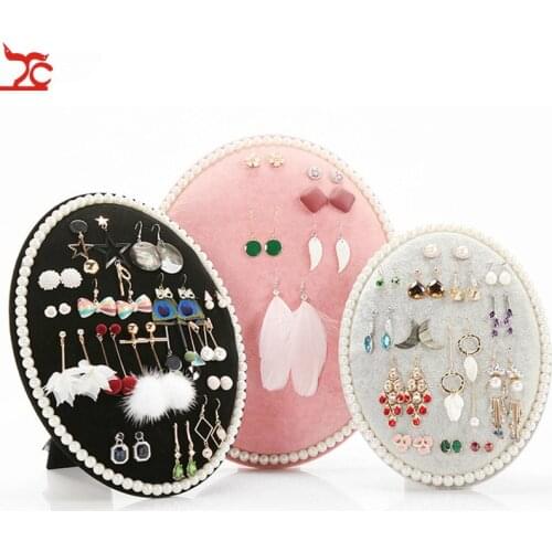 Display Holder Stand For Earrimgs Jewelry Oval Velvet Display Rack OrTake photo Props For Pearl Earrings Badges and Brooch