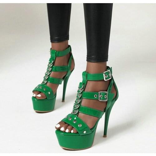 Women Gladiator Summer Sandals Sexy Super High Heel Open Toe Sandals Fashion Platform Buckle Party Shoes Woman Black Yellow