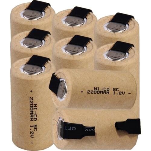 SC batteries flat top 2200mAh rechargeable sub C battery 1.2V for screwdrivers NICD real capacity guaranteed for metabo for B&D