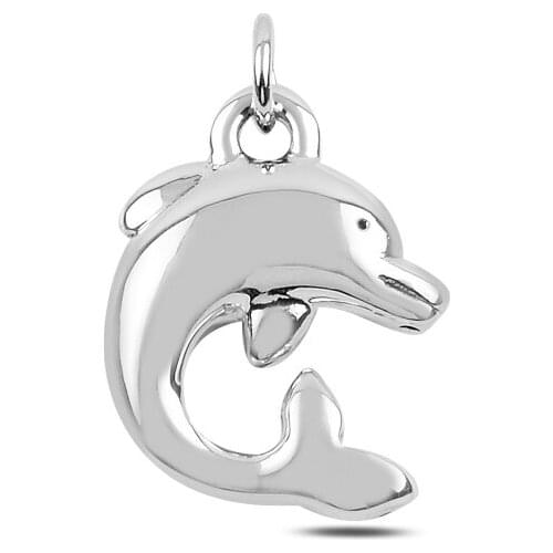 Silver 925 Sterling Dolphin Fish Electroform Pendant