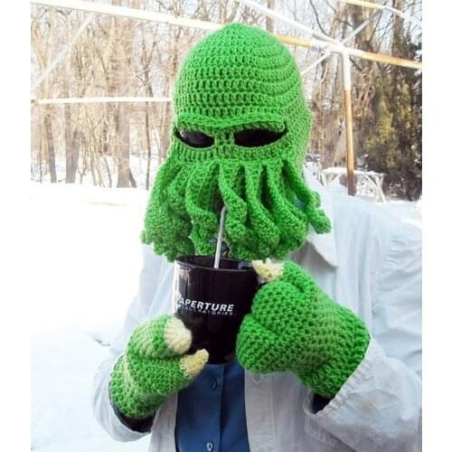Cuttlefish hat handmade octopus hat face guini octopus ski hat hair beard hat funny B hat