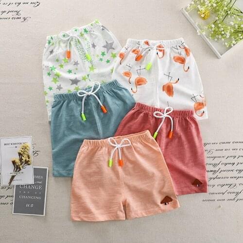Boys Girls Pants Summer Shorts Beach Shorts for Athletic Solid Cartoon Patterns Casual Cotton Shorts for Childrent 2-6 Years Old