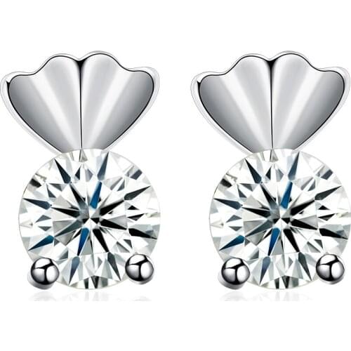 SILVERHOO Sterling Silver 925 Jewelry Creative Double Heart Earrings For Women Round Cubic Zirconia Stud Earring To Girlfriend