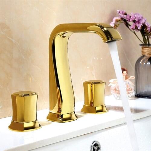 Basin faucet Bathroom widespread sink faucet Rose Gold black bathroom faucet sink tap three holes 8 inch basin Tap