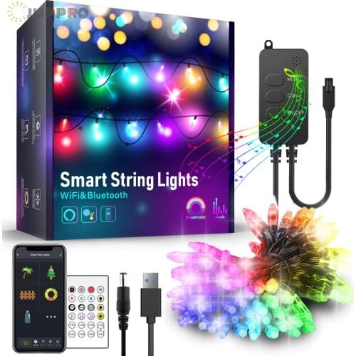 Bluetooth LED String Light Outdoor Waterproof WiFi Fairy Lights Garland LED Garden Light for Decoration Work With Alexa & Google