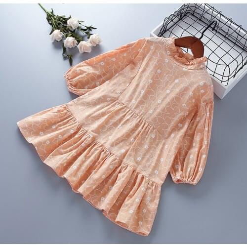 3-7 years High quality girl clothes 2020 new autumn fashion casual floral solid kid children girl princess dresses