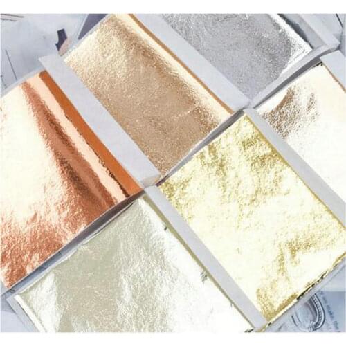 100pcs Leaf Foil Sheet Nail Art Sticker DIY Resin Handmade Jewelry Gilding Craft Accessory Decor 9cm Silver Gold Paper Stuff