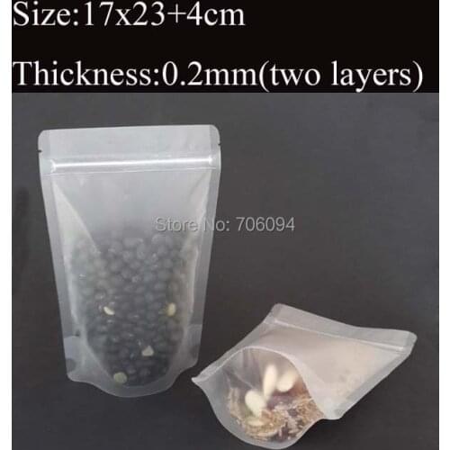 17x23+4cm(6.7''x9.1'') matte clear Ziplock PE plastic bag standup semi-transparent zipper gift Packing bag 150pcs/lot