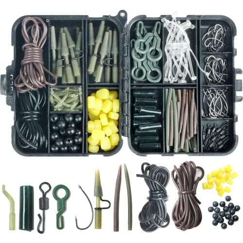 225pcs Fishing Tackle Box Carp Weights Lures Baits Safety Hooks Saltwater Freshwater