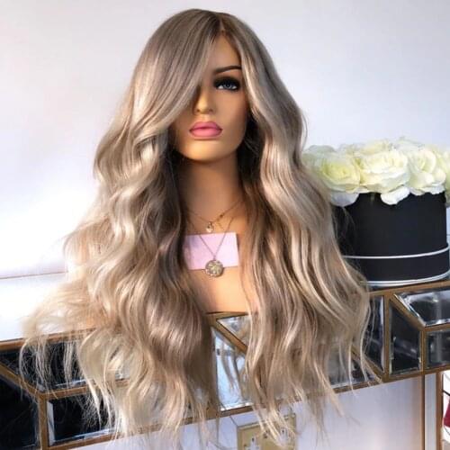 26 Inch Deep Part 180% Density Brazilian Body Wave Human Hair Wig 613 Lace Part Black Root Wig For Women