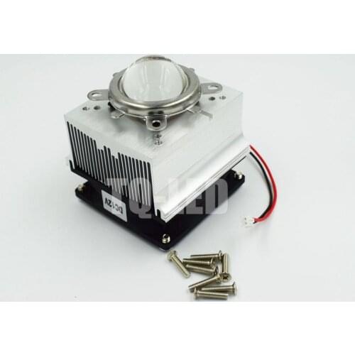 60/90/120degree Angle 44mm Optical Glass Lens with Aluminum Heatsink Fans Kits 20W 30W 50W 100W 120W High Power Led Radiator