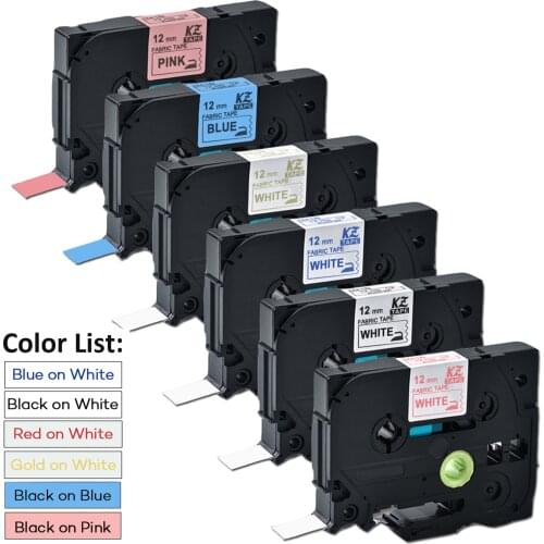 6pk tze-FA3 tze-FA231 tze-FA234 FA232 FAE31 FA531 12mm*3m Fabric Iron-on Label Tapes Compatible for Brother P touch Label Maker