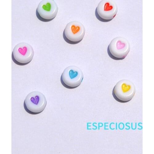DIY jewelry Accessories Handwork Findings Heart Painted Acrylic Beads 7MM Spacer Mix Color Bracelet Making Departments 200pcs