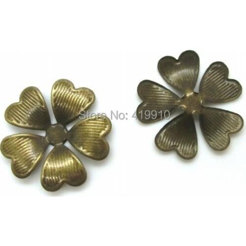 Free shipping-50Pcs Bronze Tone Filigree Wraps Flower Connectors Metal Crafts Gift Decoration DIY Findings 3.2x3.2cm J0531