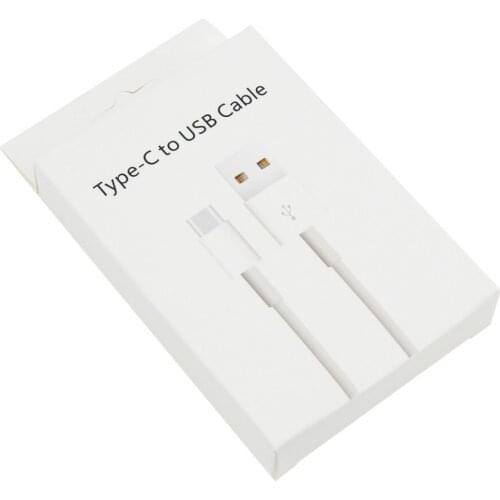 Paper Retail Package Box For USB Type-C Fast Charging Cable Line White Packing Boxes for Type C Data Cord Wire 3000pcs