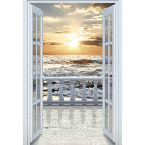 C11708 seaside scenery cross stitch Oil painting girl 11/ 14ct /16/28/27CT cloth cotton thread embroidery DIY handmade