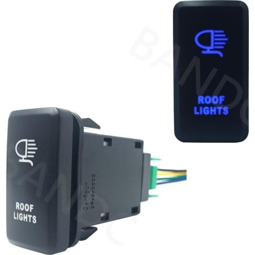 DUAL BLUE Led, 3Amp 12V Car REVERSE CAMERA ON OFF SPST Push Switch with Wires for Toyota Prado Toyota Hilux Toyota FJ Cruiser