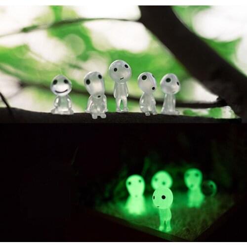5pcs/lot Mononoke Glow in dark Ghibli mini Action Figures Luminous Elf Dolls Resin Cartoon Figurines Toys gifts for Children