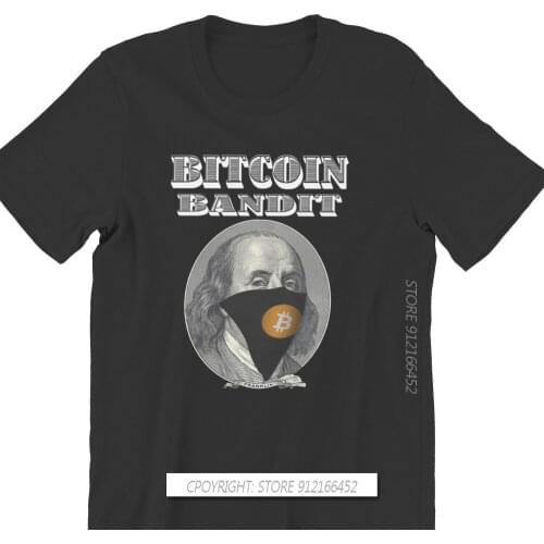 Bitcoin Bandit TShirt For Men Bitcoin Cryptocurrency Miners Meme Clothes Style T Shirt Soft Print Loose