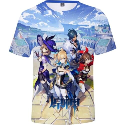 Comic Genshin Impact T-Shirt Women Men Fashion Casual Tshirt Summer Tee Shirt 3D Short Sleeve Print soft Skin-friendly T-Shirt