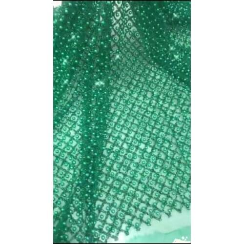 Grenn color glitter with beads JRB-120717 African tulle Lace Fabric for party Hot selling beaded glued glitter lace fabric
