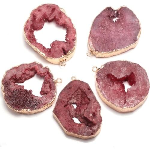 Natural Stone Brown Crystal Cluster Pendants Irregular Shape Exquisite Charm For jewelry making DIY necklace Earring accessories