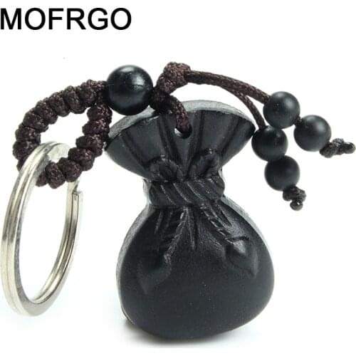 Chinese Traditional Wood Products Classic Ethnic Jewelry Auspicious Wealth Bag Creative Ebony Car Key Chain