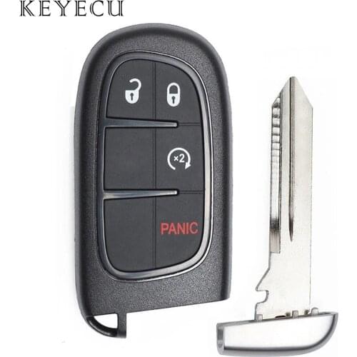 Keyecu for Ram 1500 2500 3500 for Jeep Cherokee 2014 2015 2016 2017 Remote Car Key Shell Case Fob Cover Housing 4 Buttons