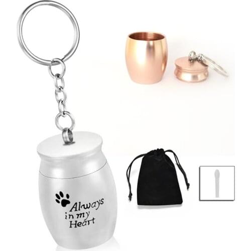 Cremation Jewelry for Ashes Pet Paw Print Charm Pendant Bottle Locket Urn Necklace Memorial Keepsake Keychain-Always in My Heart