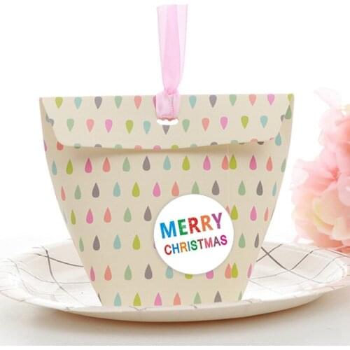 Round Kraft Christmas Stickers 500 Labels paper Snowflake Sticker for Merry Christmas Envelope Seal Label Stationery Sticker