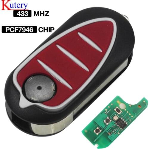 Kutery 433MHZ PCF7946 Chip 3 Buttons Folding Filp Remote Car Key For Alfa Romeo Mito Giulietta GTO 159 Control Auto Keys