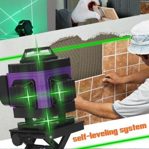 4D 16 Lines Laser Level Cross Vertical Horizontal Lines with 360 Self-leveling Function With Li-ion battery For Remote Control