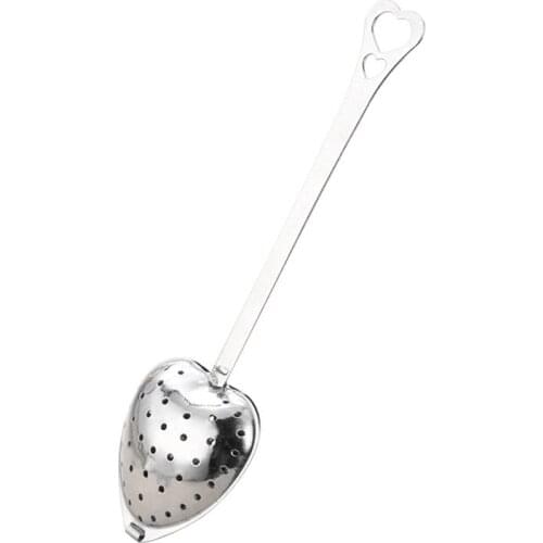 Heart Shaped Tea Infuser Spoon Strainer Kitchen Gadget Tool Stainless Steel Steeper Handle Shower Tea Making Filter