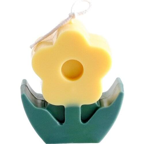 Small Fresh 3D Potted Flower Candle Mold Diy Aromatherapy Candle Transparent Acrylic Mold