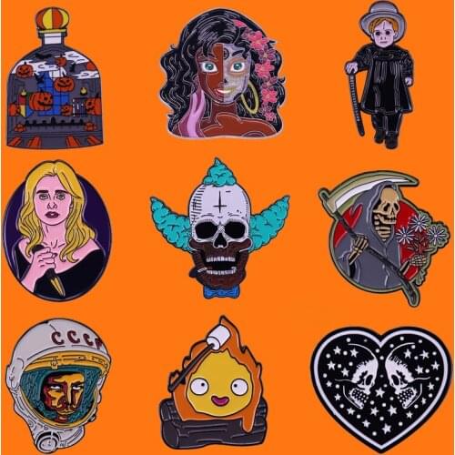 Cartoon Anime Enamel Metal Badge Collection Terror Movies Creative Pins Men Women Fashion Jewelry Gift Backpack Hat Bag Brooch