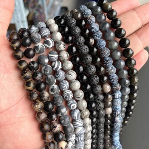 Natural Stone Black Obsidian Alabaster Agates Labradorite Crystal Spacer Beads For Jewelry Making Beadwork Diy Bracelets 15"