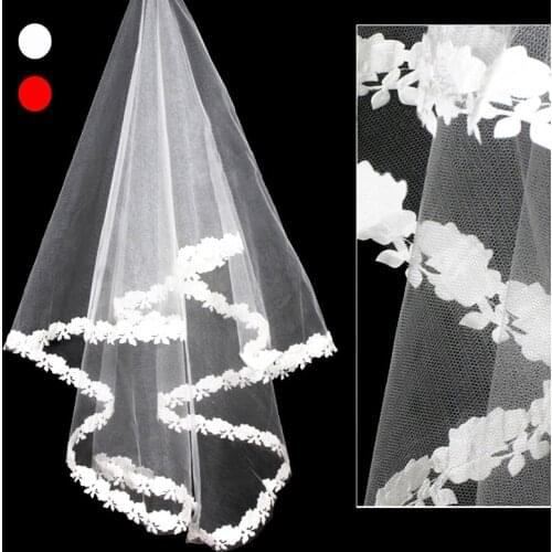 New 1 Tier White Wedding Lace Edge Bridal Elbow Veil 2021 Wedding Veils