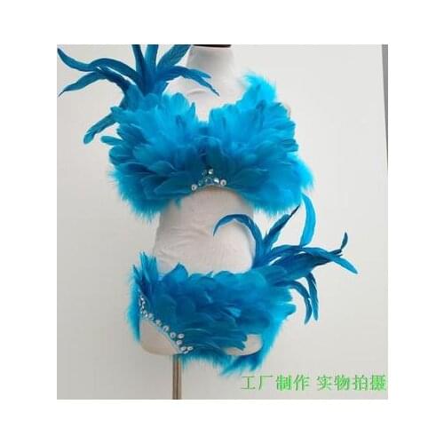 NEW natural feather Sexy bras and underwear costume Hot dance party underwear night show performance model catwalk suit