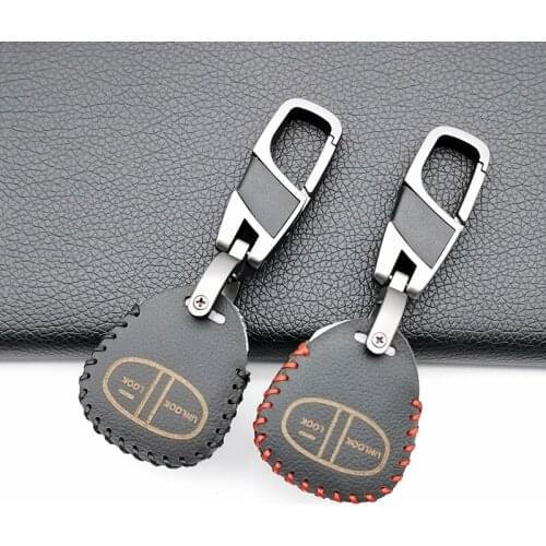 New Styles Leather for Mitsubishi Colt Lancer Outlander Grandis Pajero Sport Car Key Chain 2 Buttons Remote Car Key Cover Case